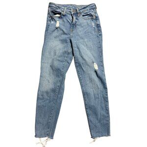 Old Navy O.G. Straight Distressed Jeans Size 0 Light Blue Denim Casual Pants